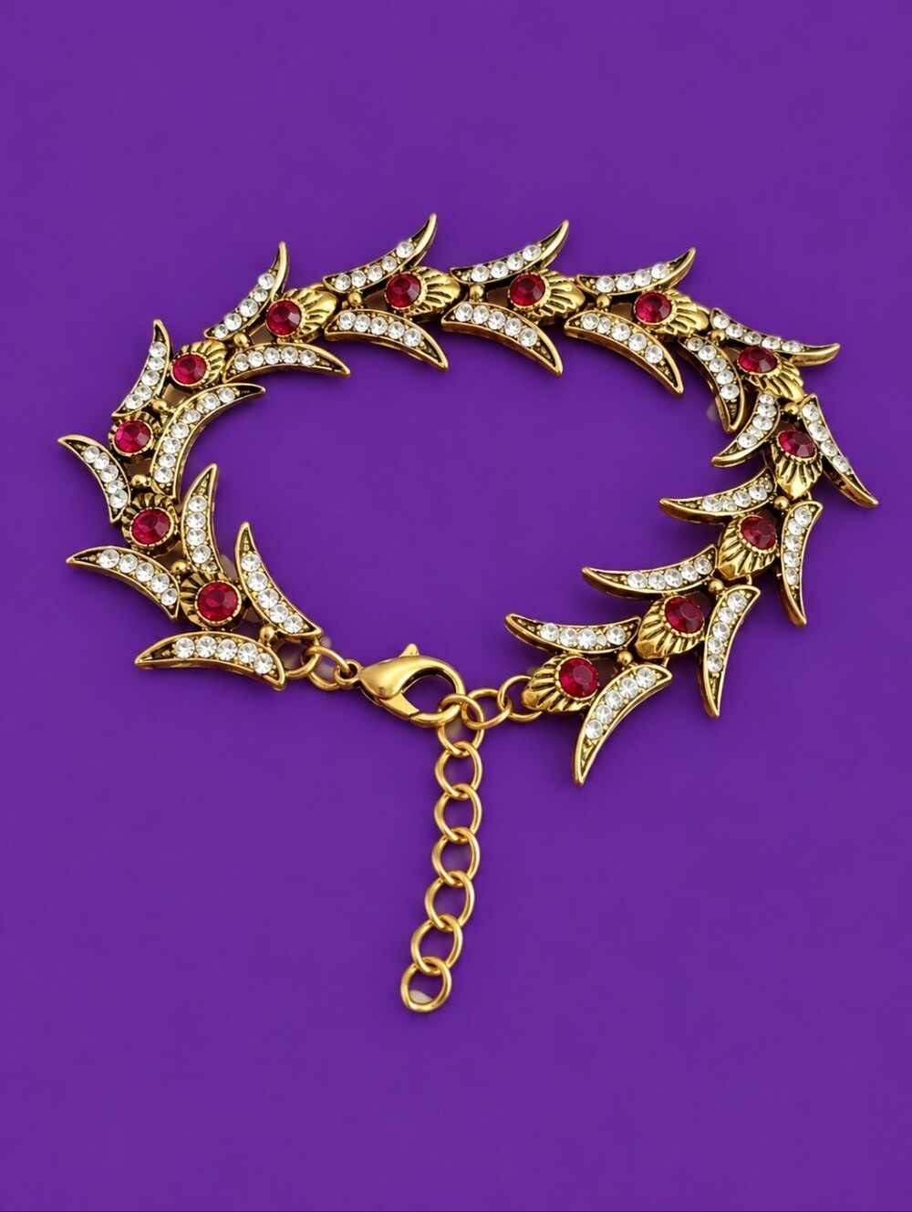 Antique Art Nouveau Crystal Fishtail Tennis Bracelet